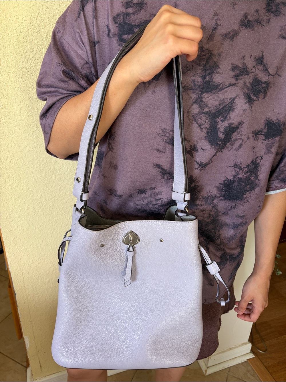 Kate Spade, New York Lavender Pebbled Leather Shoulder bucket bag